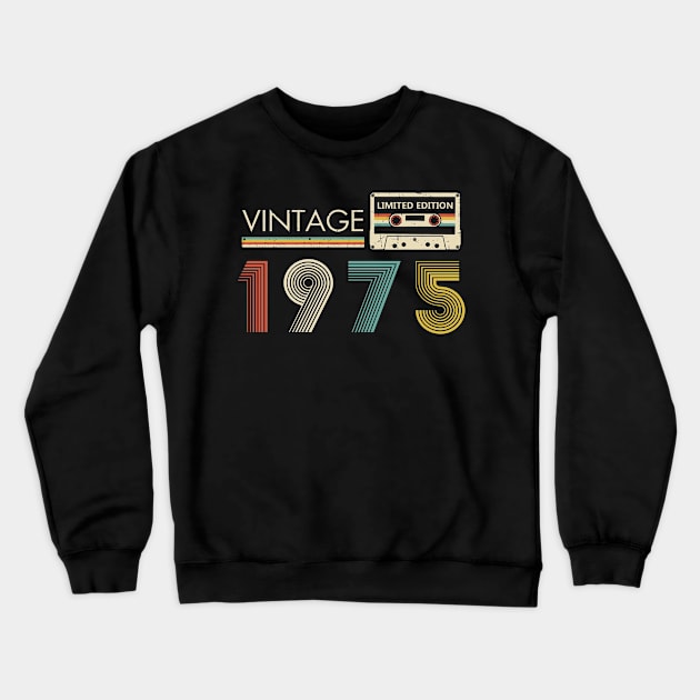 Vintage 1975 Limited Edition Cassette 49th Birthday Crewneck Sweatshirt by Kontjo